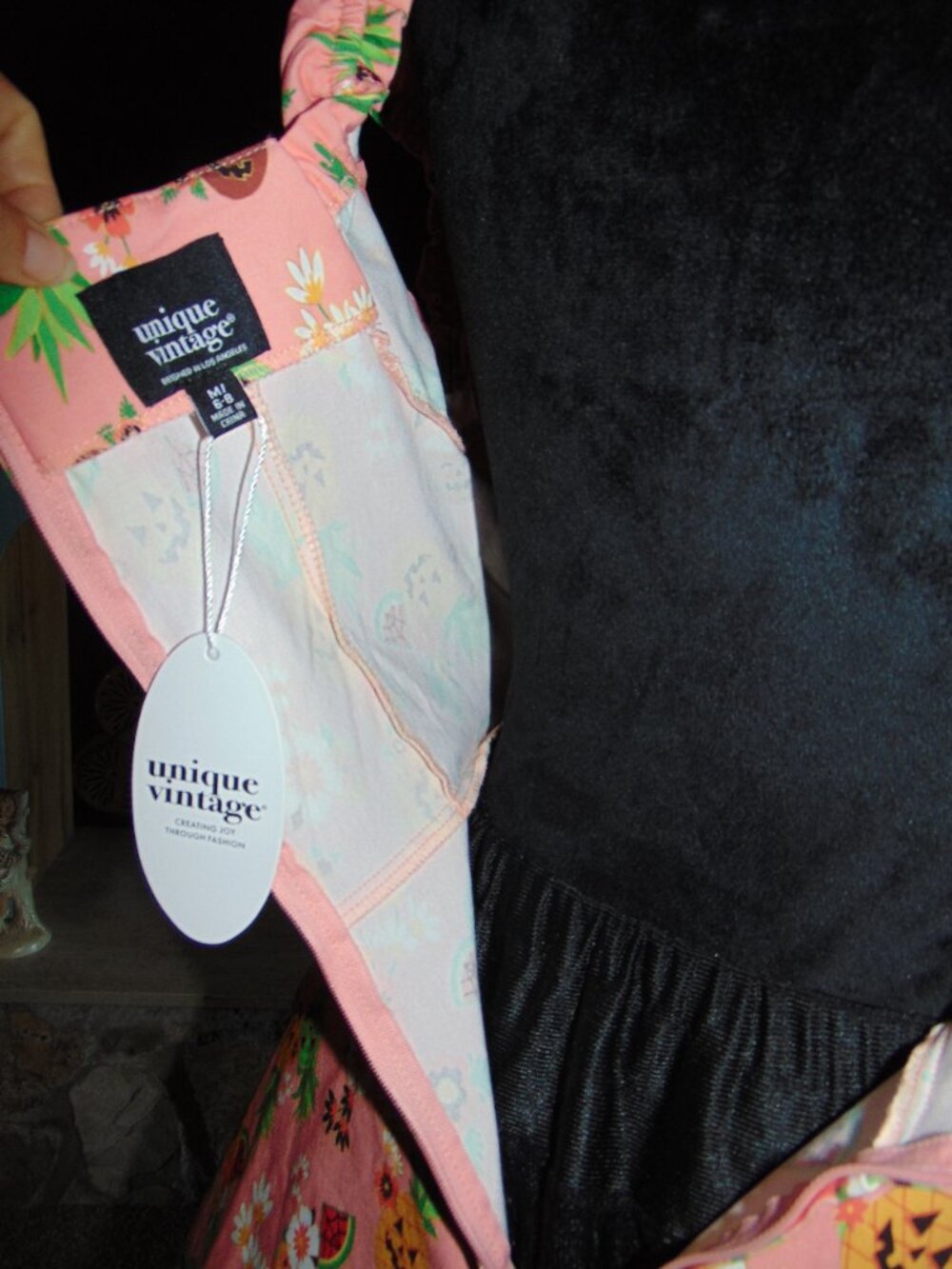 NEW Unique Vintage Pink June-o-ween Spooky TIKI Swing Dress Pin Up Halloween M - Picture 9 of 16